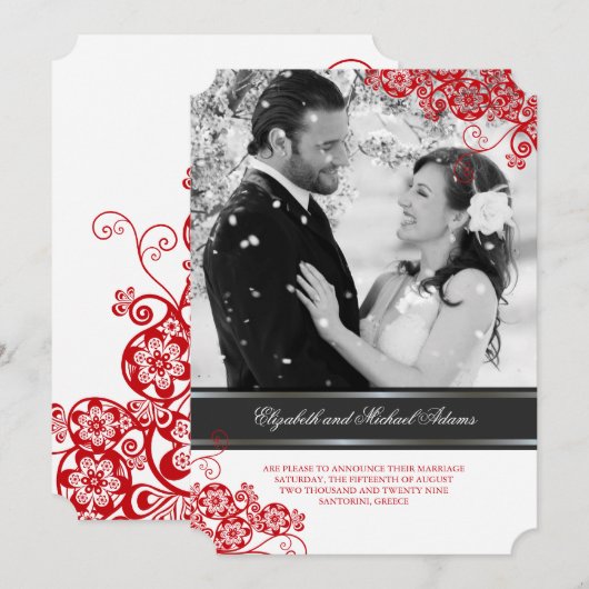 Floral Paisley Boho  Chic Photo Wedding Kaart (Voorkant / Achterkant)