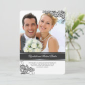 Floral Paisley Boho  Chic Photo Wedding Kaart (Staand voorkant)