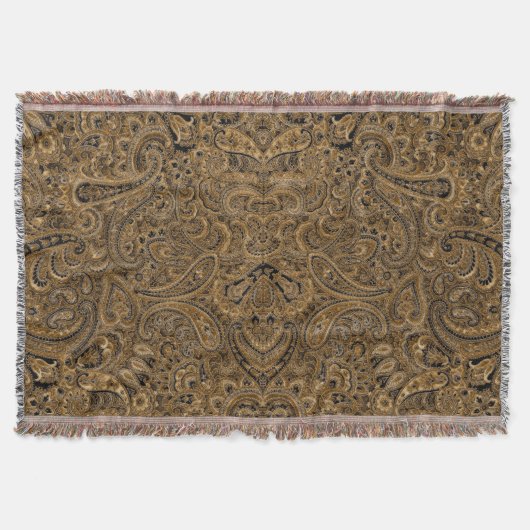  Floral Paisley, bruin en beige Deken (Voorkant)