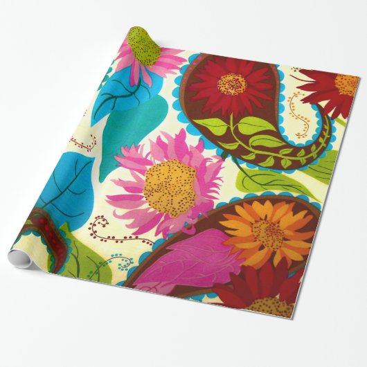 Floral Paisley Cadeaupapier (Uitgerold)