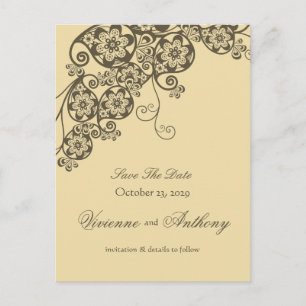 Floral Paisley Elegant  Chic slaat de datum op Aankondigingskaart