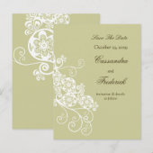 Floral Paisley Elegant Chic slaat de datum op Aankondigingskaart (Voorkant / Achterkant)
