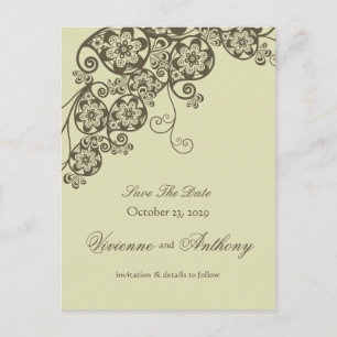 Floral Paisley Elegant  Chic slaat de datum op Aankondigingskaart