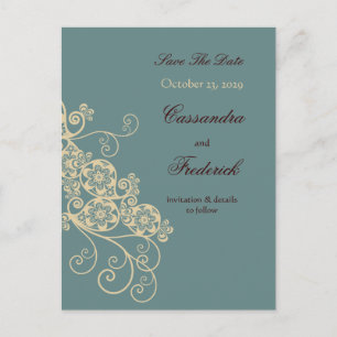 Floral Paisley Elegant  Chic slaat de datum op Aankondigingskaart