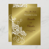 Floral Paisley Elegant Chic slaat de datum op Aankondigingskaart (Voorkant / Achterkant)