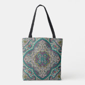 Floral paisley elegant jewel patroon blauwgroen pa tote bag (Achterkant)