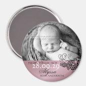 Floral Paisley Foto Birth Announding Magnet (Voorkant / Achterkant)