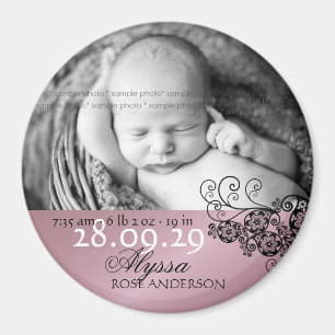 Floral Paisley Foto Birth Announding Magnet