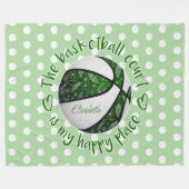 floral paisley green basketbal court fleece deken (Voorkant (Horizontaal))