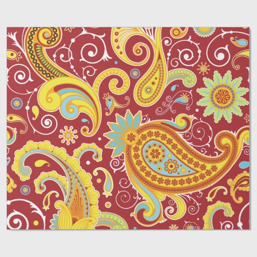Floral  Paisley Mode Pattern Cadeaupapier (Vlak)