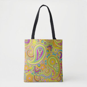 Floral Paisley naadloos patroon I + jouw ideeën Tote Bag