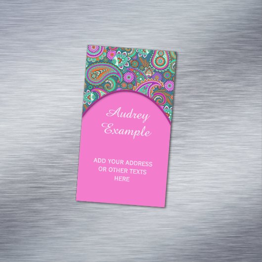 Floral Paisley naadloos patroon II + uw ideeën Magnetisch Visitekaartje (Voorbeeld)