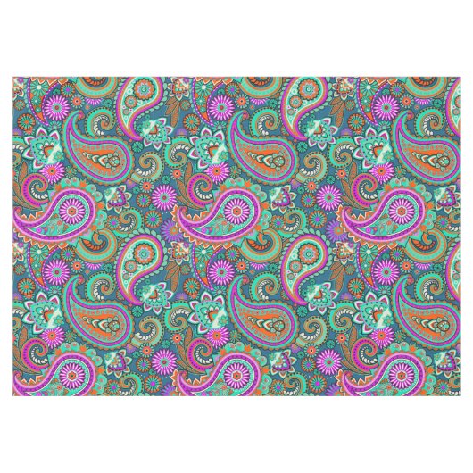 Floral Paisley naadloos patroon II + uw ideeën Tafelkleed (Voorkant (Horizontaal))