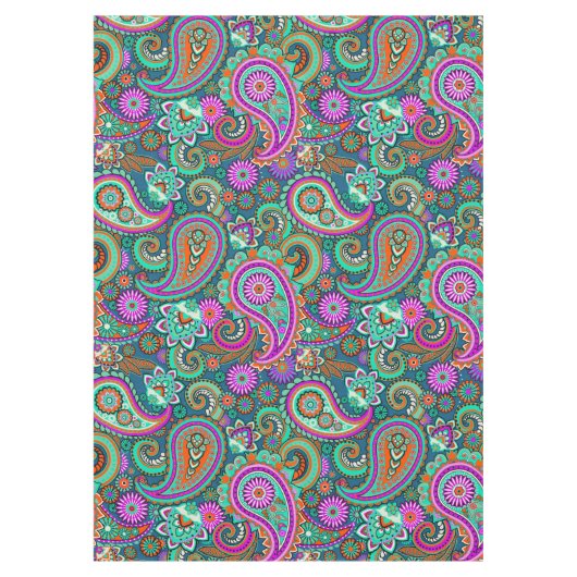 Floral Paisley naadloos patroon II + uw ideeën Tafelkleed (Voorkant)