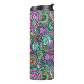 Floral Paisley naadloos patroon II + uw ideeën Thermosbeker (Gedraaid links)