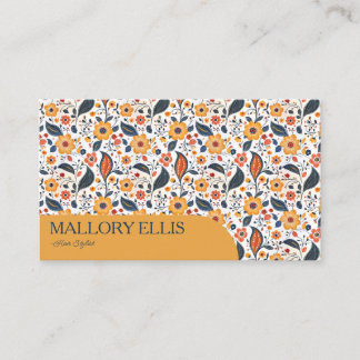 Floral Paisley Orange Pattern | Hair stylist Visitekaartje