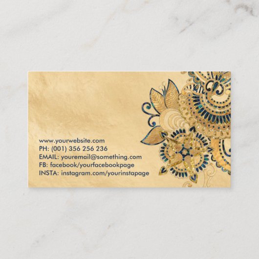 Floral Paisley Ornament Abalone en Gold Visitekaartje (Achterkant)