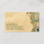 Floral Paisley Ornament Malachite en Gold Visitekaartje (Achterkant)