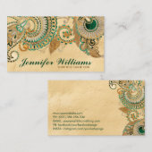 Floral Paisley Ornament Malachite en Gold Visitekaartje (Voorkant / Achterkant)