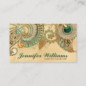 Floral Paisley Ornament Malachite en Gold Visitekaartje (Voorkant)