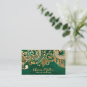 Floral Paisley Ornament Malachite en Gold Visitekaartje (Staand voorkant)