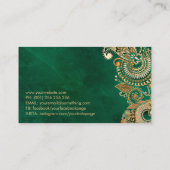 Floral Paisley Ornament Malachite en Gold Visitekaartje (Achterkant)