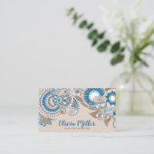 Floral Paisley Ornament Pastel Beige and Blue Visitekaartje (Staand voorkant)
