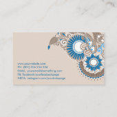 Floral Paisley Ornament Pastel Beige and Blue Visitekaartje (Achterkant)