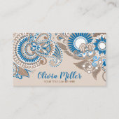 Floral Paisley Ornament Pastel Beige and Blue Visitekaartje (Voorkant)