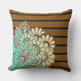 Floral Paisley ornamenten & strepen + jouw ideeën Buitenkussen