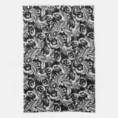 Floral paisley patroon zwart wit theedoek (Verticaal)