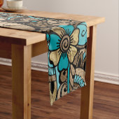 Floral Paisley Pattern - blauwgroen en gouden soor Korte Tafelloper (Voorbeeld)