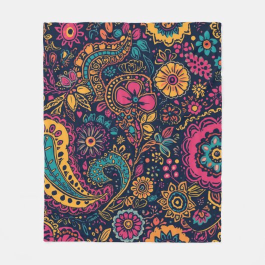 Floral Paisley Pattern Fleece Deken (Voorkant)