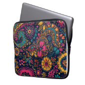Floral Paisley Pattern Laptop Sleeve (Voorkant Links)
