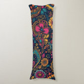 Floral Paisley Pattern Lichaamskussen (Voorkant Verticaal)