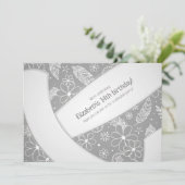 Floral paisley veren doedels grijs volleybal kaart (Staand voorkant)