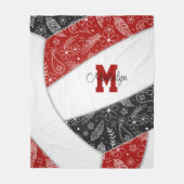 floral paisley veren rood zwart boho volleybal fleece deken (Voorkant)