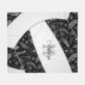floral paisley veren zwart wit volleybal fleece deken (Voorkant (Horizontaal))