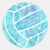 Floral paisley vether dole turkooise volleyball ronde sticker (Voorkant)