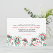 Floral Paisley Wedding Invitation Kaart (Staand voorkant)