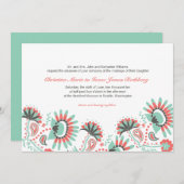 Floral Paisley Wedding Invitation Kaart (Voorkant / Achterkant)