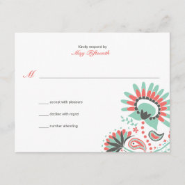 Floral Paisley Wedding Response RSVP Kaartje