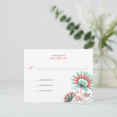 Floral Paisley Wedding Response RSVP Kaartje (Staand voorkant)