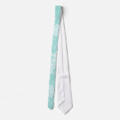 Floral Paisley White Aqua Stylish Custom Gift Stro Stropdas (Achterkant)