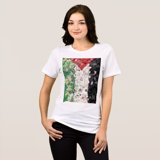Floral Palestine Kaart - Free Palestine Kaart T-sh Tri-Blend Shirt (Voorkant volledig)