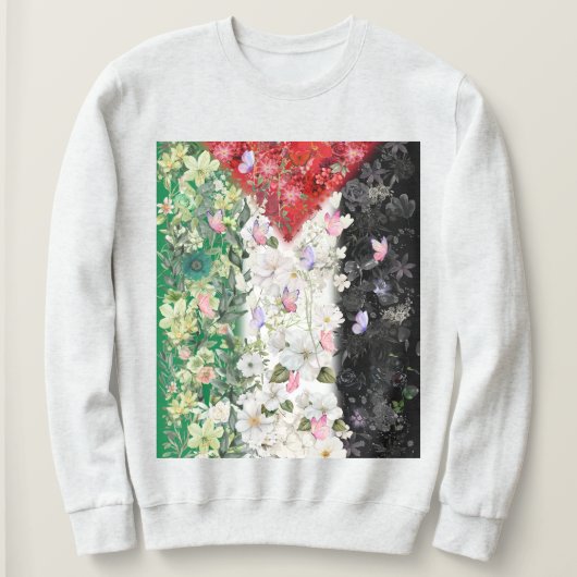 Floral Palestine Kaart - Free Palestine Kaart T-sh Trui (Design voorkant)