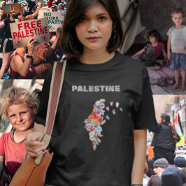 Floral Palestine Kaart Ontwerp | Pro Palestine T-shirt