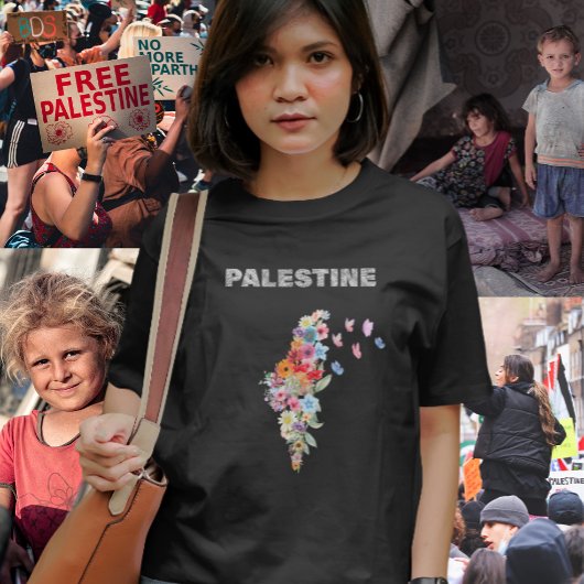 Floral Palestine Kaart Ontwerp | Pro Palestine T-shirt