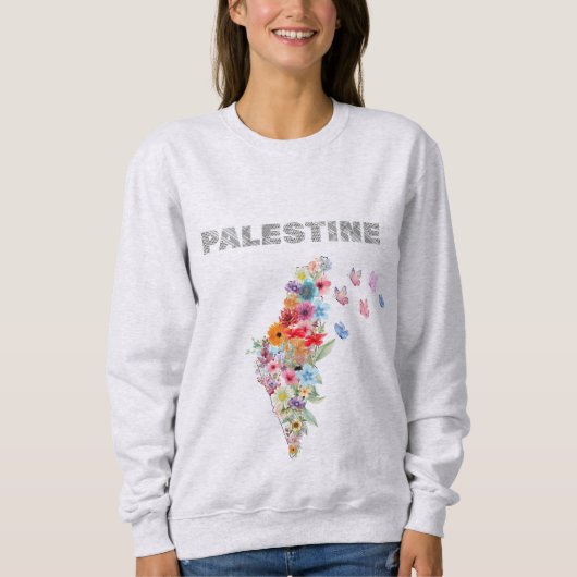 Floral Palestine Kaart Ontwerp | Pro Palestine Trui (Voorkant)