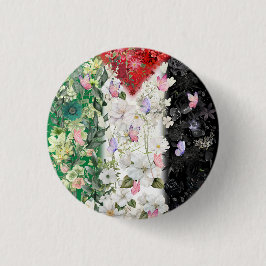 Floral Palestine Kaart Pin Button - Free Palestine